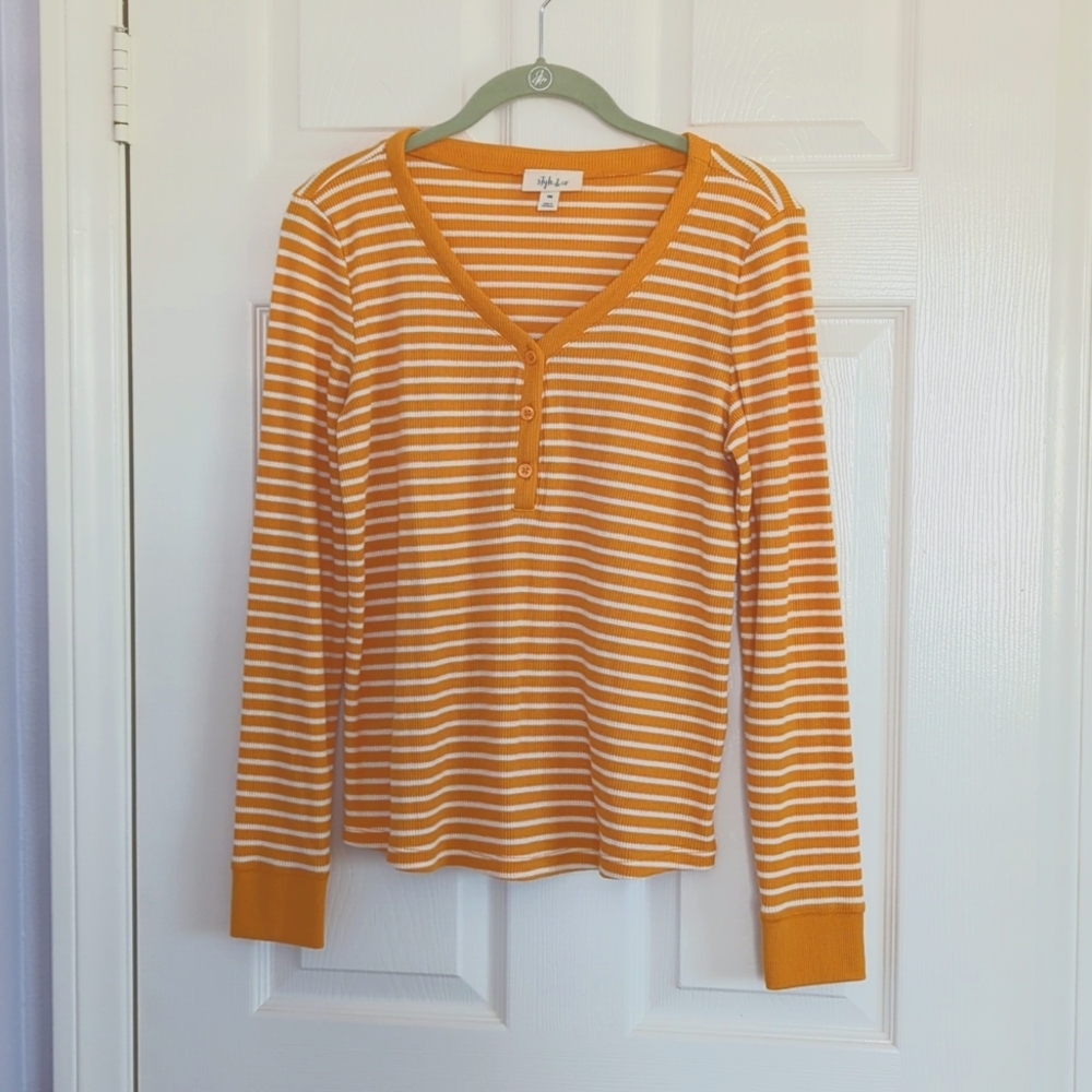 New Style & Co. Striped Henley Top